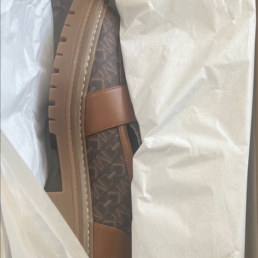 Michael Kors Brown Monogram Lug Sole Loafers - Picture 5 of 6